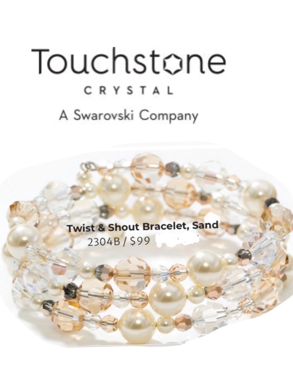 Touchstone Crystal Multi-Strand Pearl & Champagne Crystal Bracelet, BNIB - Picture 2 of 7